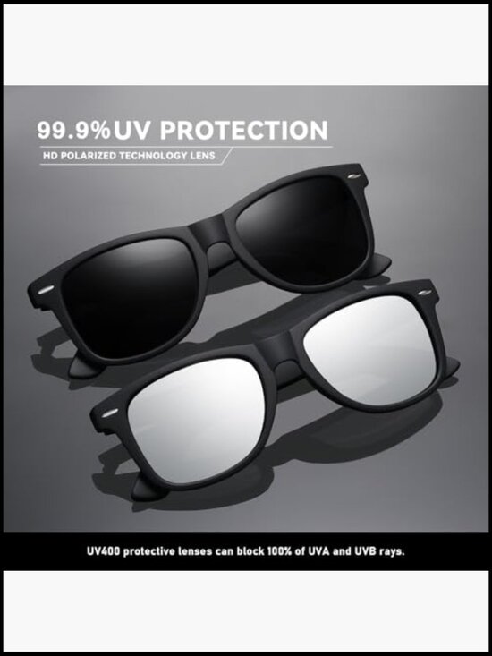 Polarized UV400 Sunglasses Retro Square Driving Fishing TR90  display picture 3